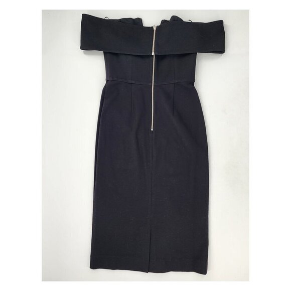 NICHOLAS Ponti Shoulder Band V Dress In Black Backless Sheath - Picture 5 of 8